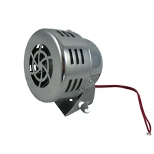 NEW CHROME 12V CIVIL AIR RAID ALARM HORN TORNADO ALARM MOTOR DRIVEN POLICE FIRE