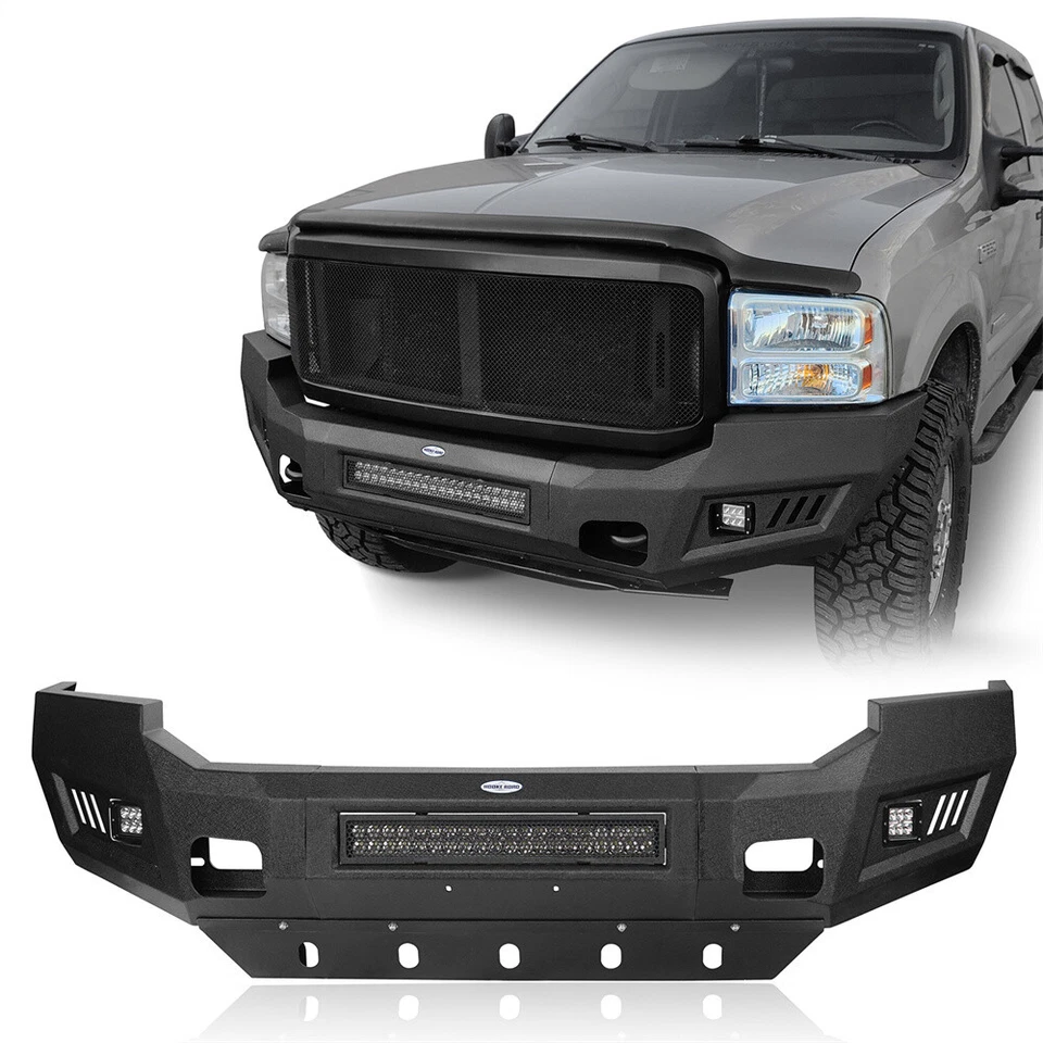 Parachoques trasero delantero todoterreno de acero de alta resistencia con luz para Ford F250 F350 2005-2007 Foto 2 de 4