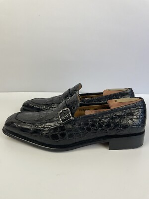 Salvatore Ferragamo Crocodilian Leather Loafers Black 9.5 EE Italy ferragamo mens crocodile shoes products for sale | eBay main image 3