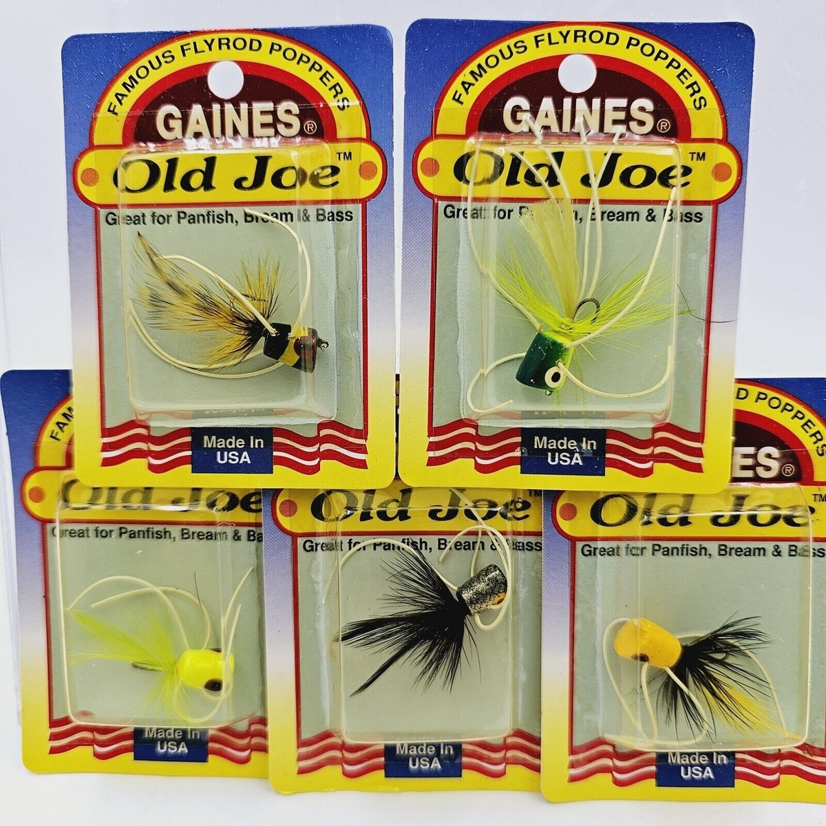 Vtg New Gaines Old Joe With Legs Handmade USA Cork Flyrod Popper