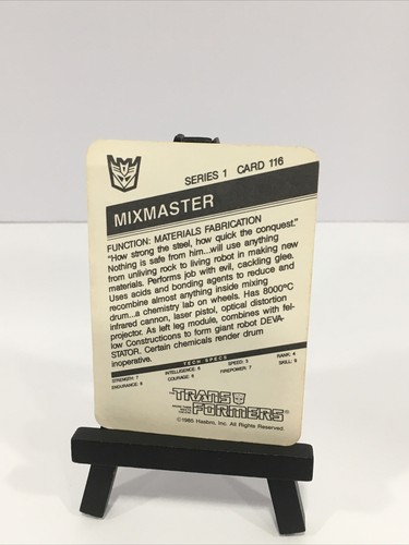 Transformers G1 Hasbro Action Card 1985 116 Mixmaster Purple Variation Vintage - Picture 2 of 2