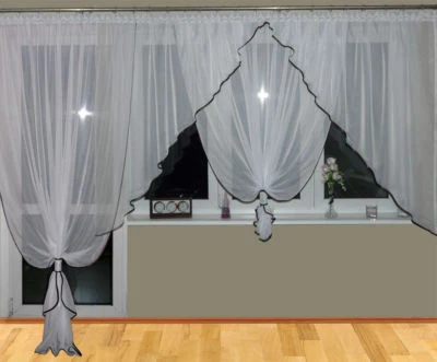 FKL Moderne Fertiggardine aus Voile SET Schöne Gardine Balkon AG30 A Balkongardine