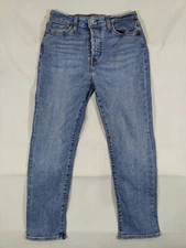 Levi's Jeans Womens 28x28 Wedgie Straight Button Fly Mid Rise Stretch Denim Blue