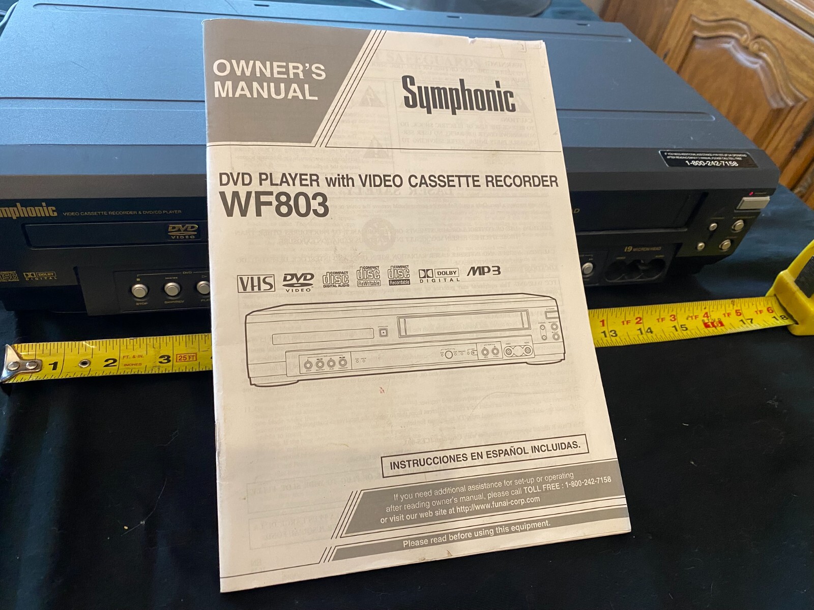 vintage DVD-VCR combo Symphonic WF803 - pre-owned working unit