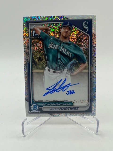 2024 BOWMAN CHROME JETER MARTINEZ RC AUTO SPECKLE REFRACTOR #D 291/299 MARINERS