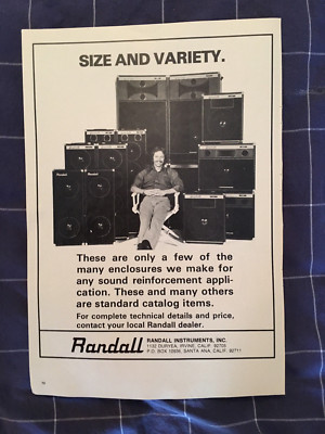 RANDALL AMPS - ORIGINAL 1978 1 PAGE PICTURE A4 ADVERT - CLIPPING/CUTTING