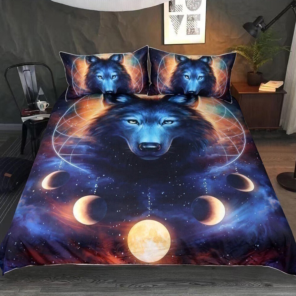 Animal Print Wolf Duvet Cover with 