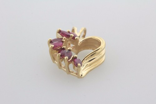 Ciondolo Charm Cuore Amore Pietra Multi Rubino Oro Giallo 14K - Foto 8 di 8