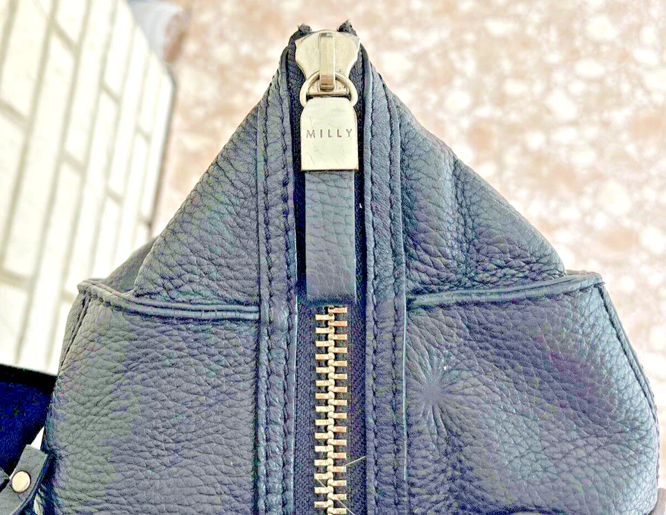 Reduced Milly Women's Zip Closure Pebbled Leather  Bag Black  preowned - Image 3 of 4