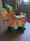Vintage Fisher Price 1960 Wooden Pull Toy #656 Bossy Bell Green Bonnet