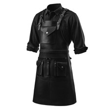 Black Cowhide Full Grain Leather Apron - Butcher Apron - Cook Apron - BBQ Apron