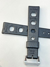 Vintage 16mm TROPIC SPORT Watch Strap Swiss Made Black Rubber Diver Band NOS 4mm