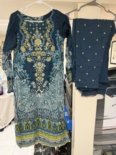 Pakistani/Indian Ready To Wear 3 Piece Embroidered Suit Sapphire