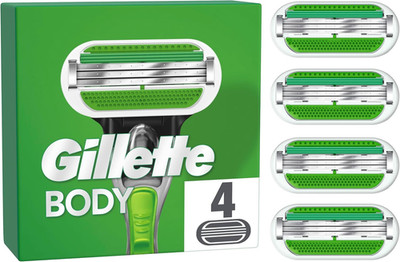 Gillette Body Rasierklingen Herren, 4 Original Ersatzklingen, Grün | Die 3-Fach-