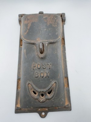 Vintage Antique Cast Iron Post Mail Box Double Flap Lockable Hole Cira 1920 s