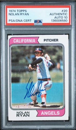 1974 Topps Nolan Ryan Signed Baseball Card #20 PSA/DNA Certified 10 Auto HOF