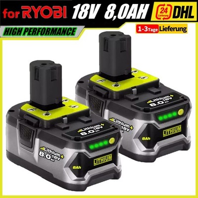 2 Stück 8,0Ah Akku für Ryobi 18V P108 Lithium RB18L50 RB18L40 RB18L25 RB18L20