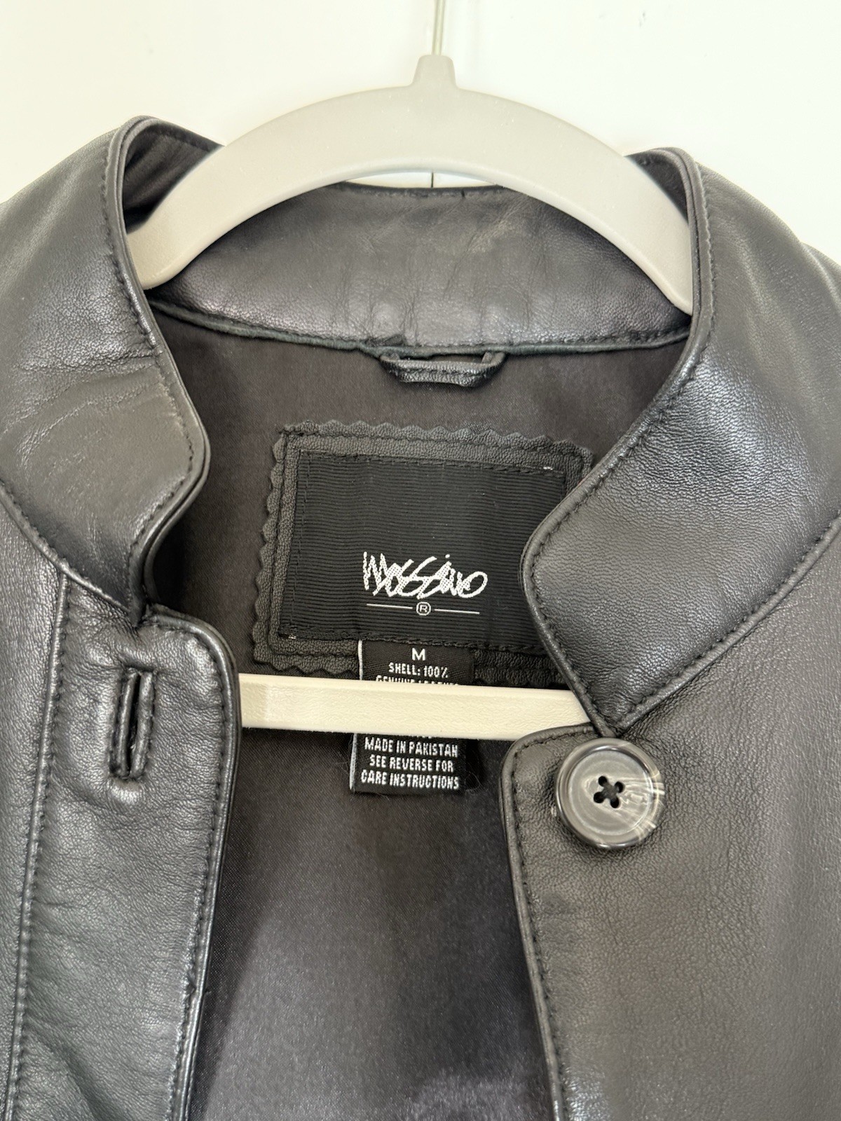 Mossimo Black Leather Jacket Button Down Size Med… - image 8