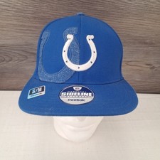 Reebok Indianapolis Colts Cap Hat Fitted S/M Blue Flex Fit 3D Logo NFL