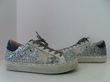 Golden Goose Hi Star Glitter/Navy Leather/Gray Suede Low Top Sneakers 39/US 9