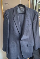 Vintage Christian Dior Wool 2 Piece Suit 40R 34x30 Blue Pinstripe