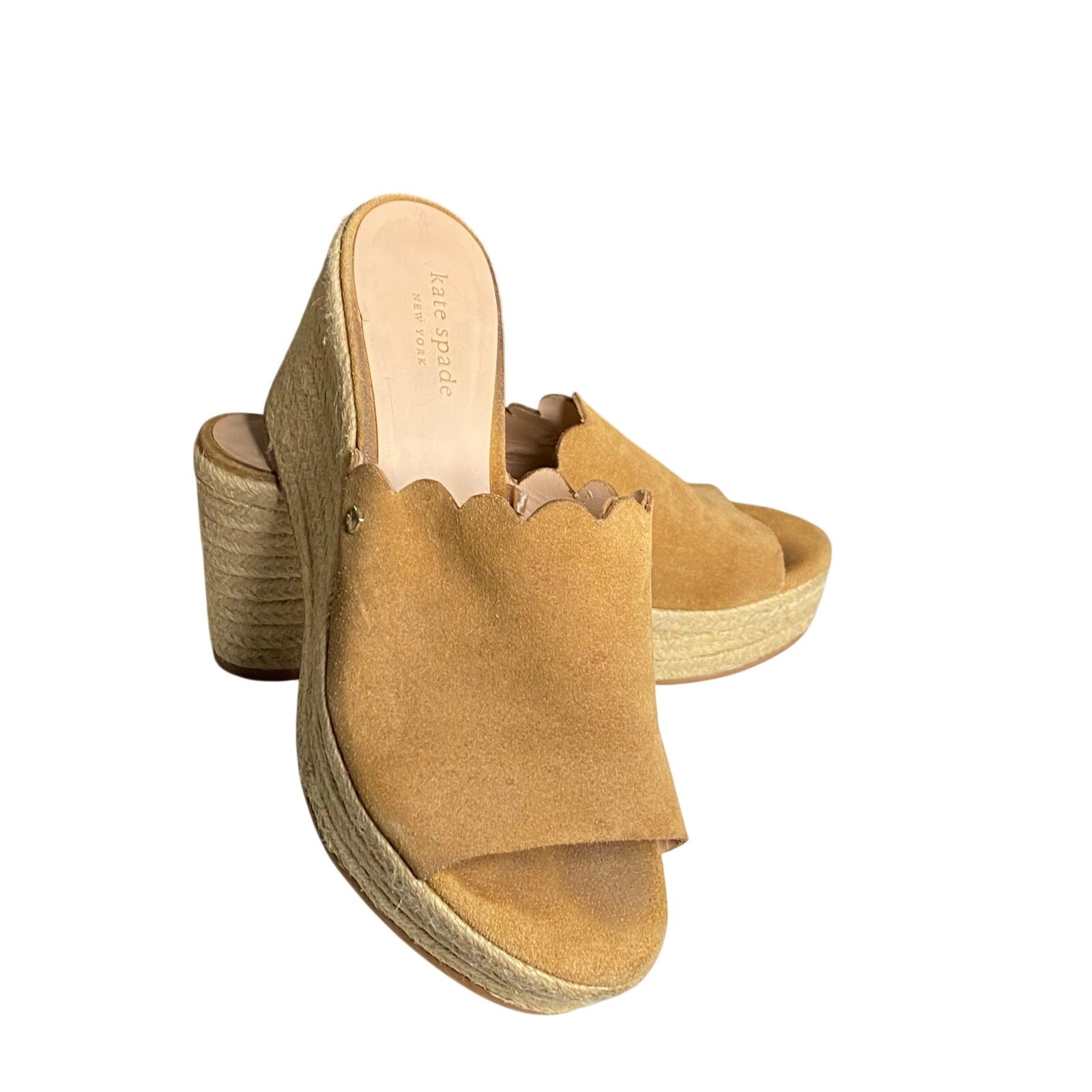 Kate Spade Toby Women's Sandals Size 7.5 Tan Leather Wedge Espadrille Sandals thumbnail 8