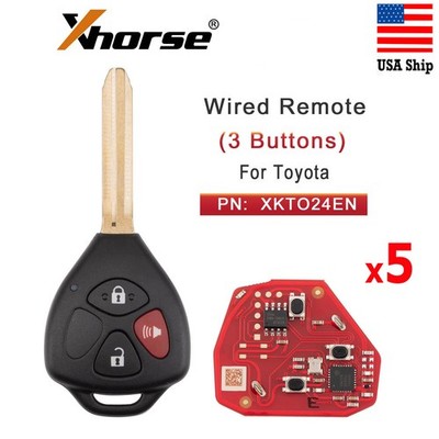 5pcs x Xhorse XKTO24EN Remote Key For Toyota 3 Button For VVDI Tool Max /VVDI2