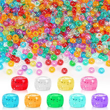 1200 Pcs Colored Glitter Pony Beads Assorted Pony Beads Bulk for Bracelets Earri