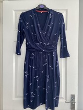 Joules Monica Navy Blue Duck Print Wrap Style Dress Size 10