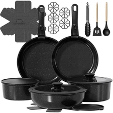 23 Pcs Pots and Pans Set Non Stick, Ceramic Cookware Set Non Toxic with Detac...