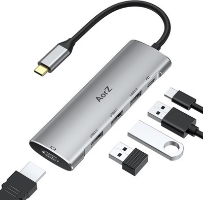 Multiport USB C Hub with 4K HDMI and 100W Power Delivery for Type C Devices