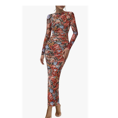 bodycon multicolor dress Women's Floral Mock Neck Long Sleeve Maxi Regular Size:Age 8 Sami Keyhole Strapless Bodycon Sleeves Dresses What sets this dress