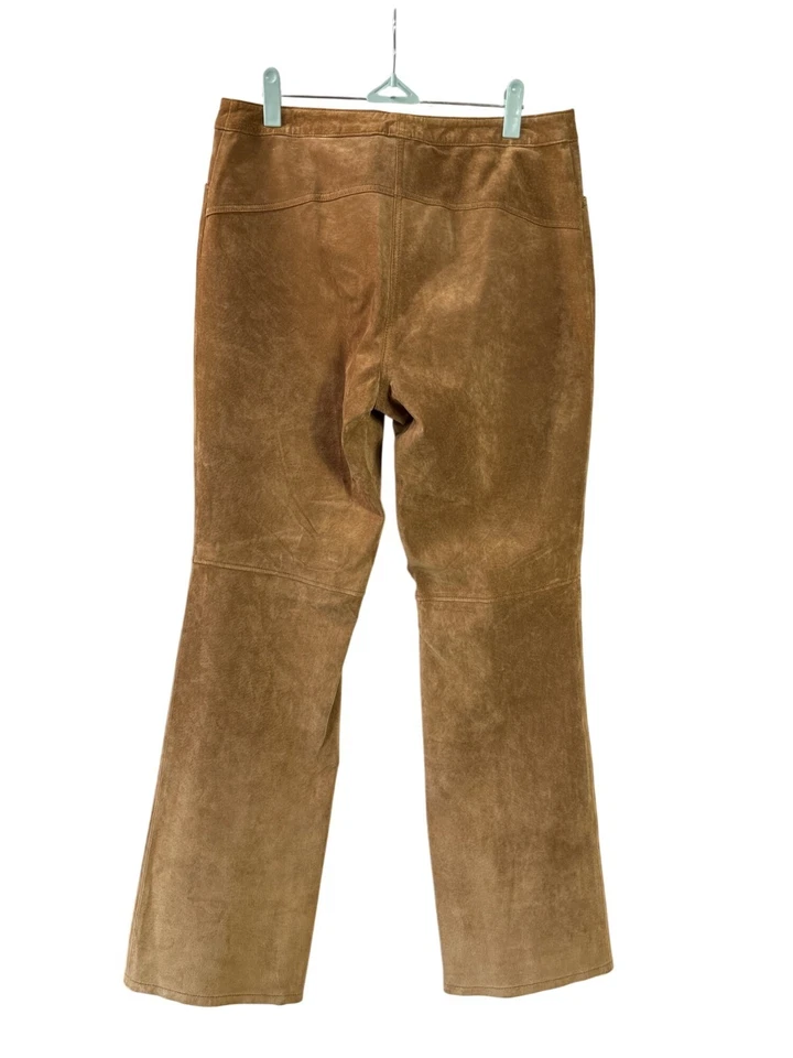 Pantalones de gamuza de cuero genuino Covington para mujer 10 forro de poliéster marrón camel Foto 4 de 4