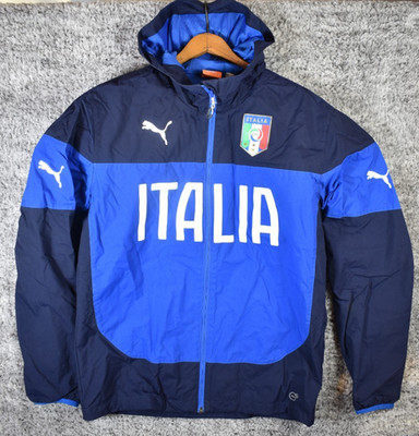 Puma Italia World Cup Jacket Full Zip Hooded Mens Blue Soccer Sportswear Small