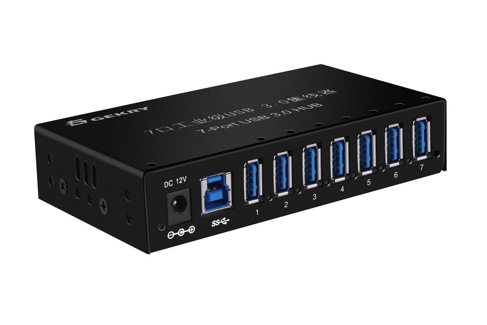 USB 3.0 Hub, USB Data Hub, Metal Case Mountable 7-Port Powered USB Hub 3.0 wi...