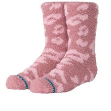 Stance Girl's, Purrfect Kids Crew socks, Dusty Rose, Large Big Kid 