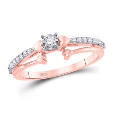 0.25 cttw Diamond Hearts Promise Womens Engagement Ring 10k Rose Gold