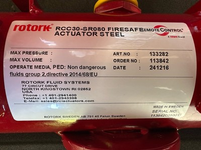 Rotork Remote Control RCC30SR080 FIRESAFE ACTUATOR STEEL  Pneumatic 