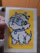ACEO Original Painting Acrylic Rick And Morty Snowball Talking Dog Adult Swim