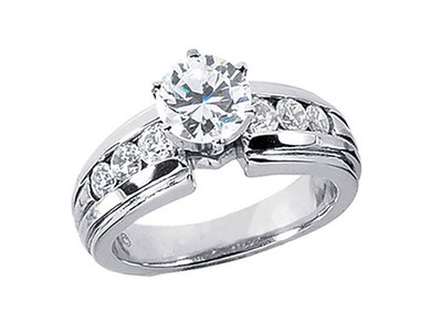 Round Cut Diamond Ladies Bridal Engagement Ring Solid 950