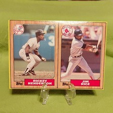 1987 Topps Wax Box Card Uncut Rickey Henderson #E / Jim Rice #F HOF Os02