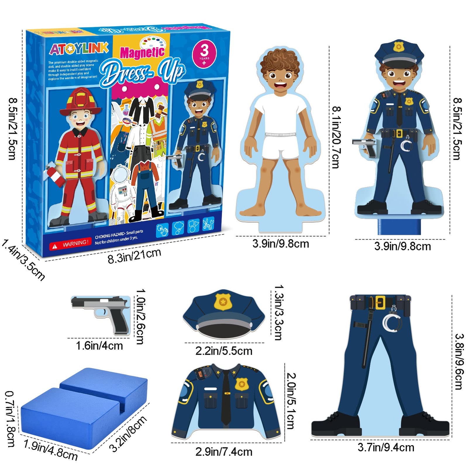 Atoylink Magnetic Dress-Up Dolls Pretend Play Set 40+ Pcs Occupations