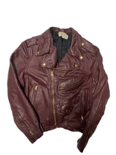 Vintage 1950s American Craftsman Leather Motortcycle Jacket Size 10 New York USA