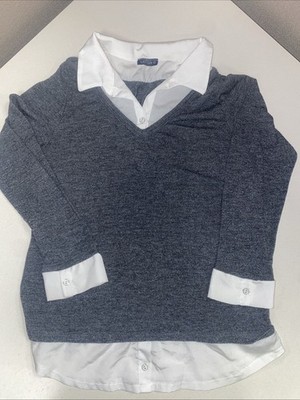 Lavish Ladies Stylish One Piece Sweater Shirt Combo - gray and white size large