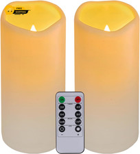 LED Candles With 10-Key Remote Timer Flickering Flameless Outdoor Indoor 2 Pack