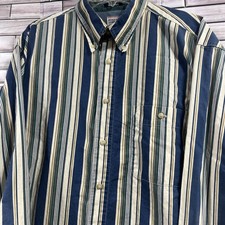 Vtg Bugle Boy Company Mens L shirt Vertical blue Striped Long Sleeve cotton Y2K
