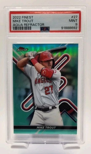 2022 Topps Finest - Mike Trout #27 Aqua Refractor /199 PSA 9