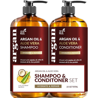Argan Oil Shampoo and Conditioner Set - Sulfate-Free Formula with Nourishing Mor