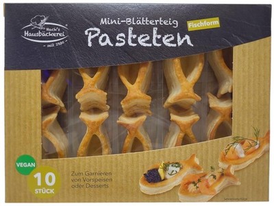 Mini Blätterteig Pasteten Fischform 10 Stck. Buffet Fingerfood (90,73 EUR/kg)