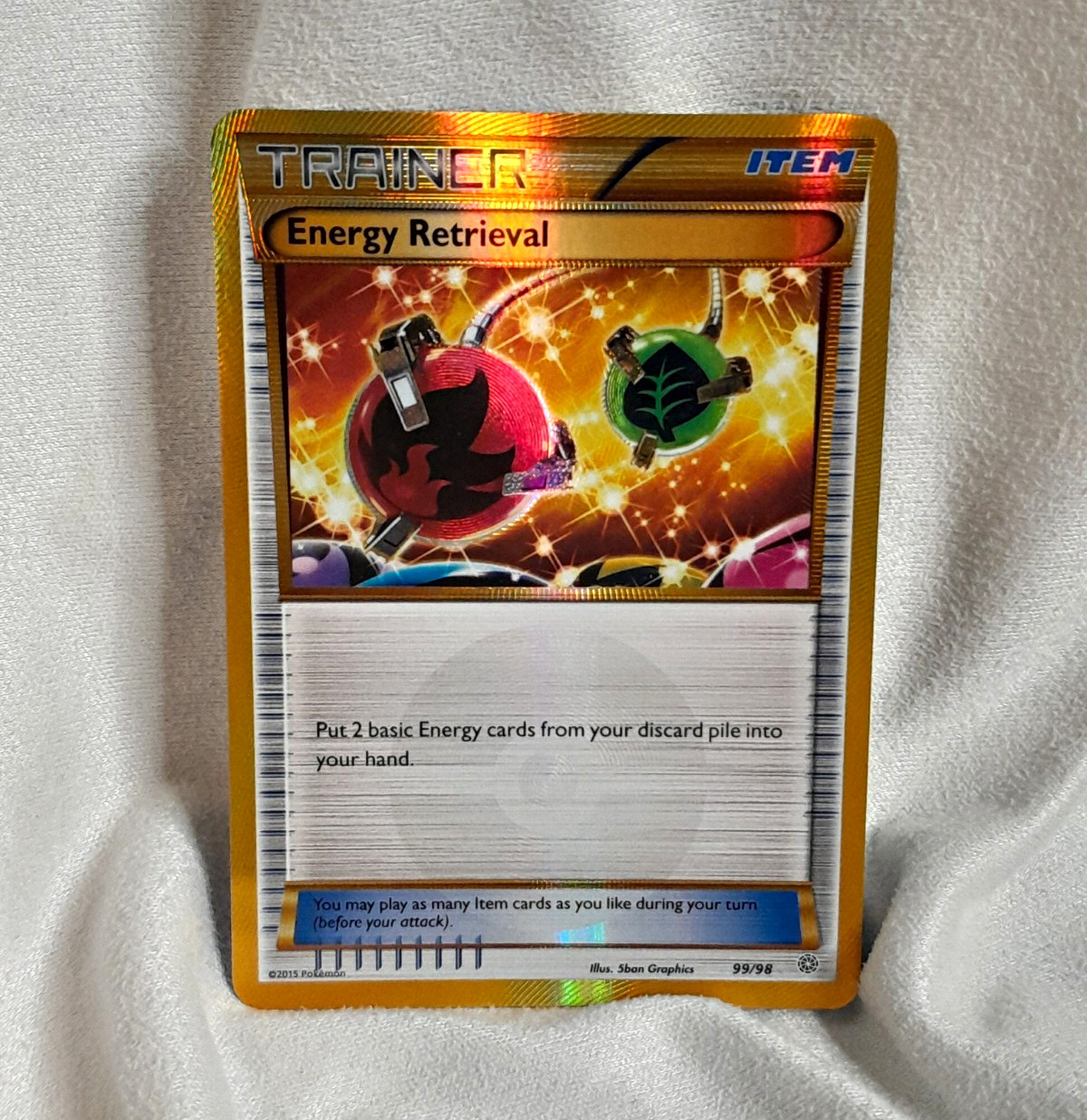  Energy Retrieval 99/98 Pokemon Card Secret Rare Full Art Holo 2015 XY Era